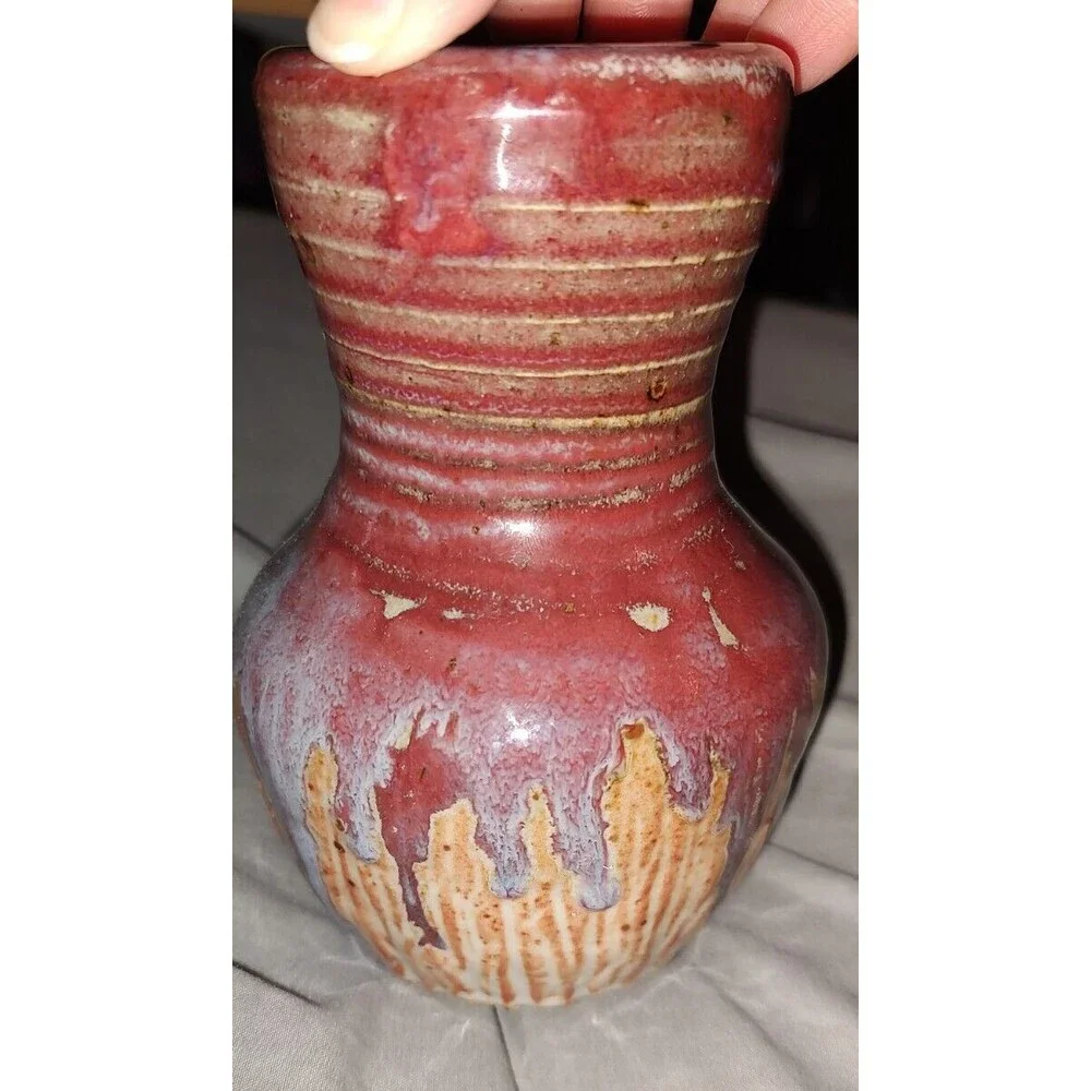 Drip Vase, Art Pottery, Glazed, 5.5